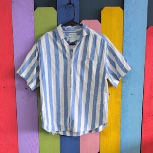 Vintage Blue and White Striped Button Down Shirt